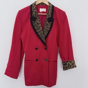 Cache Leopard Collar Red Jacket The Nanny Medium